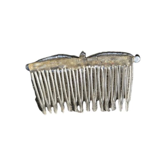 Vintage Large Jeweled Alligator Silver Hair Clip - Picture 2 of 2